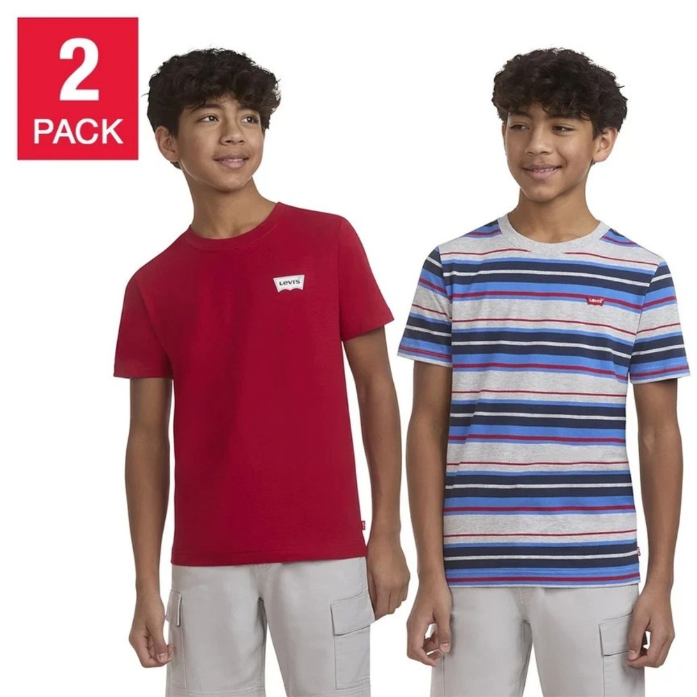 Levi's 2 Pack Graphics + Stripes Tees Youth XL 18/20 Short Sleeve Crew Neck